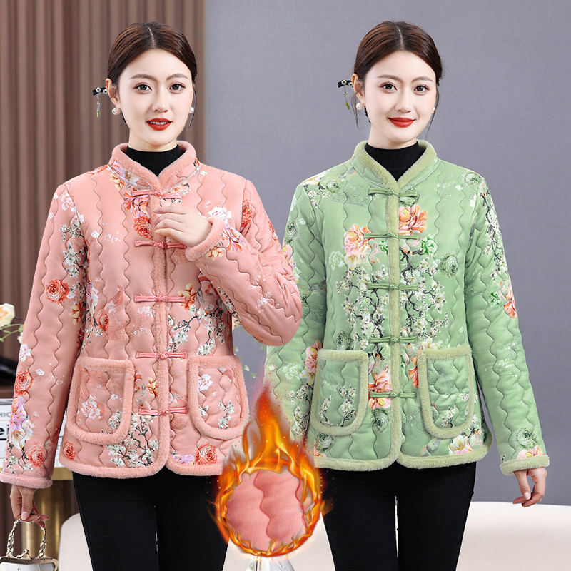 国风小棉衣女短款2025新款中老年妈妈秋冬中式立领大码保暖花棉袄