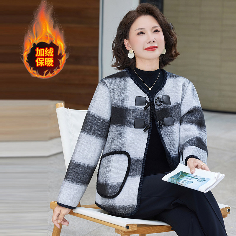 冬季加绒加厚小香风格子外套女2025新款短款保暖时尚百搭毛呢上衣,女装/女士精品,常规大码外套,淘宝优惠券,粉丝福利购,淘宝优惠卷