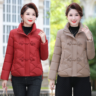 女盘扣羽绒棉服小棉袄中老年人保暖外套 短款 妈妈冬装 棉衣2025时尚