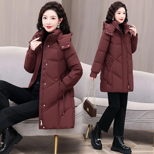 新款冬季棉服女中长款2025妈妈装棉袄外套中老年时尚大码冬装棉衣