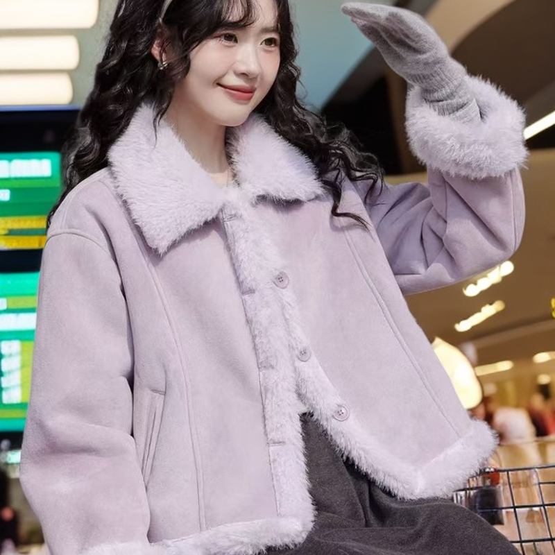 仿水貂毛绒外套女2025冬季新款加厚保暖皮毛一体夹克短款上衣外套,女装/女士精品,短外套,淘宝优惠券,粉丝福利购,淘宝优惠卷