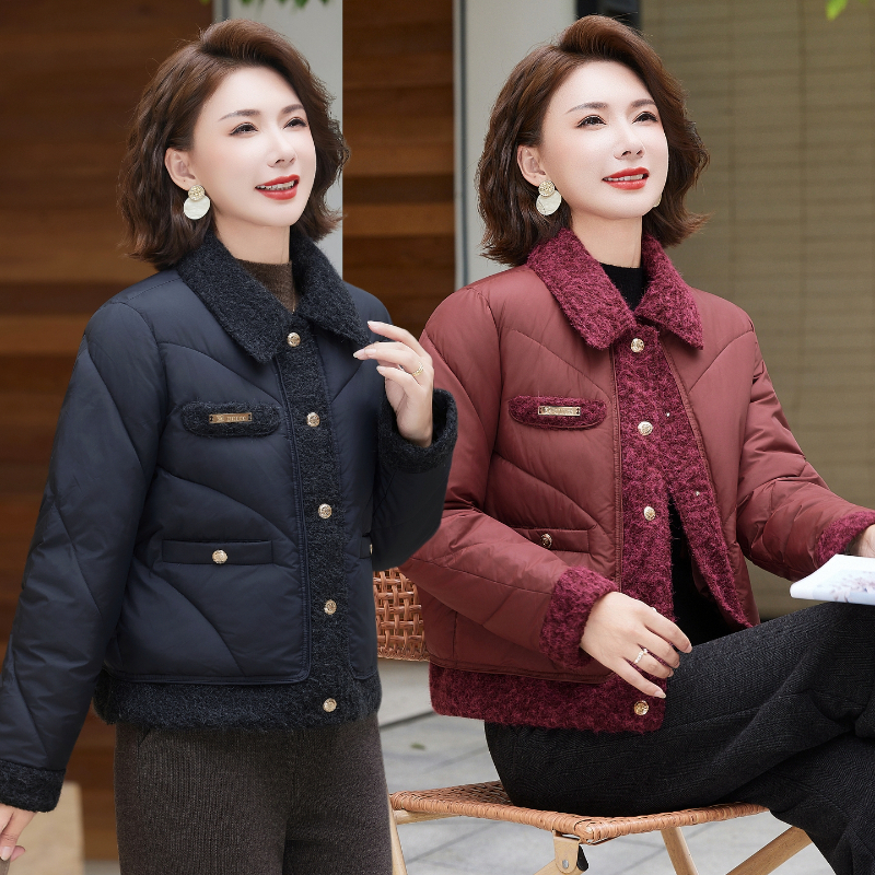妈妈冬装短款棉服时尚2025小香风时尚大码羽绒棉衣中老年女装棉袄