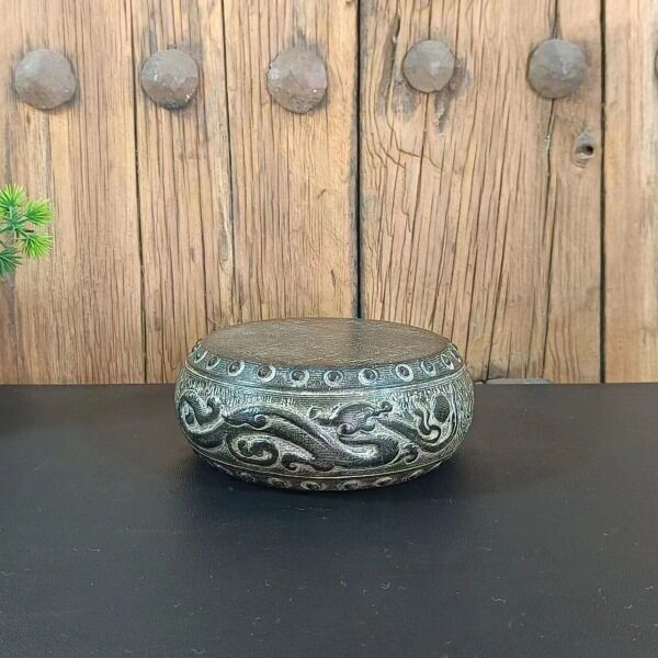 老石雕旧石器山西青石仿古石雕青石二龙戏珠石鼓壶承