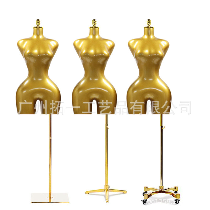 欧美大胸大臀瘦腰塑料女模特金色烤漆大码人台模特商场橱窗展示