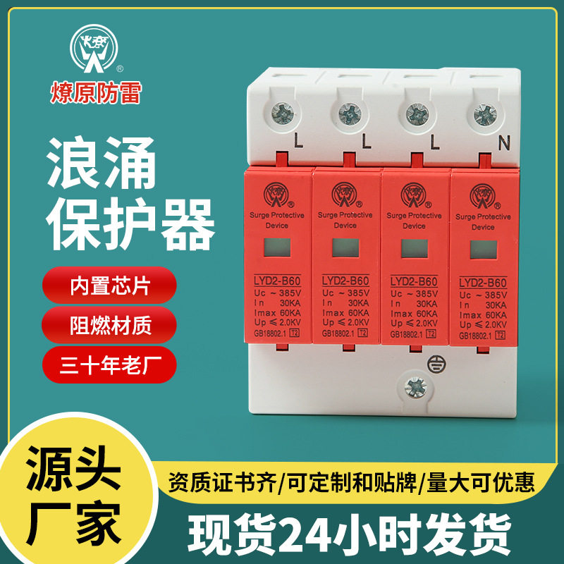 防雷浪涌保护器批发LYD2-B60家用电源避雷器防雷器开关电涌保护器