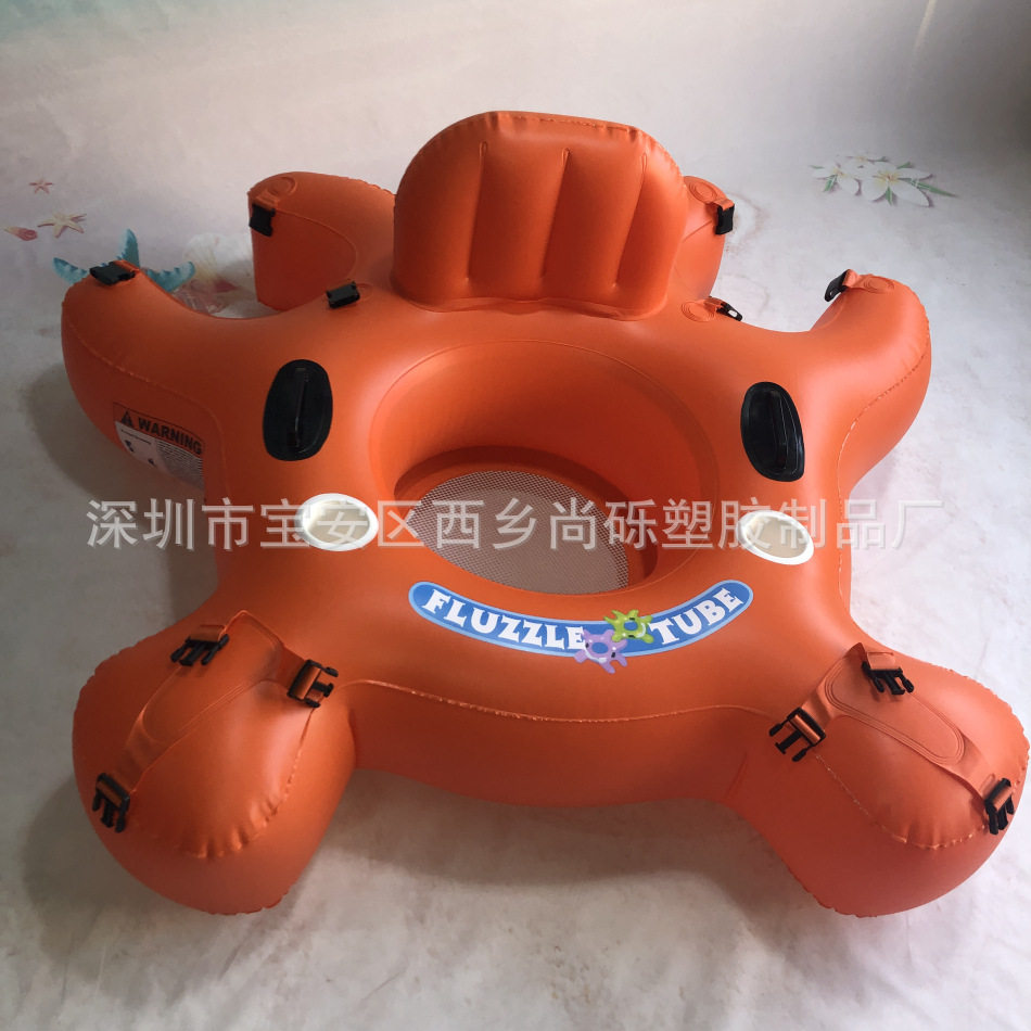定制PVC充气靠背浮排可拼接连座水上沙发 泳也派对充气排排坐浮床