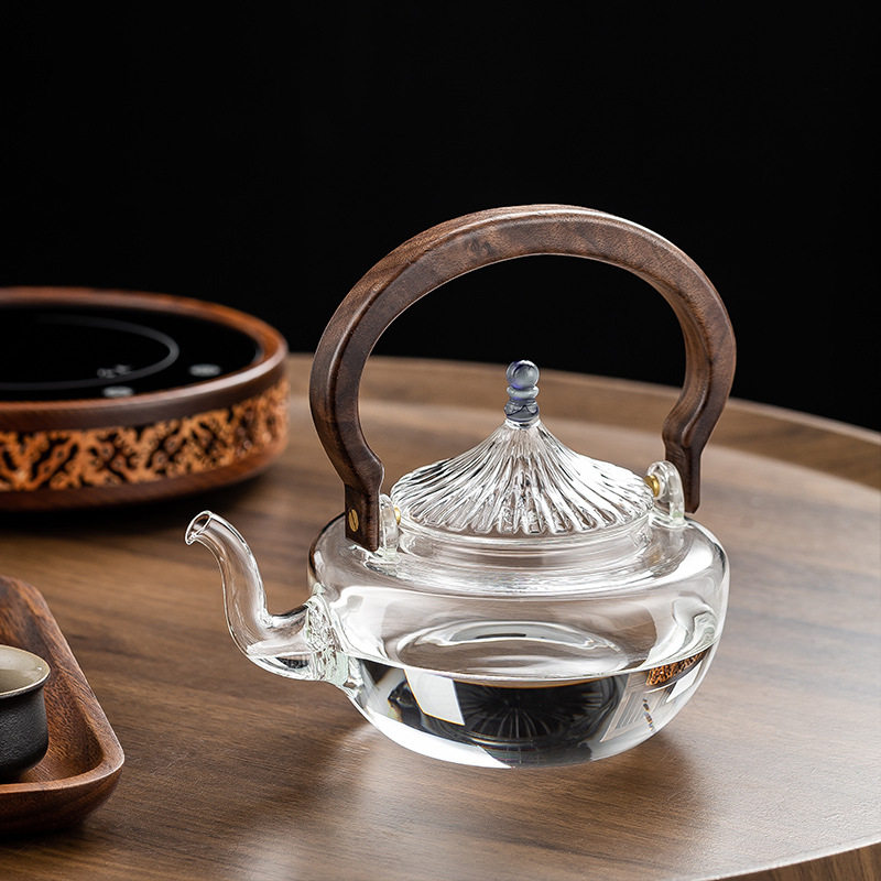 世器玻璃煮茶壶养生煮茶器家用小型核桃木电陶炉围炉烧水煮茶套装