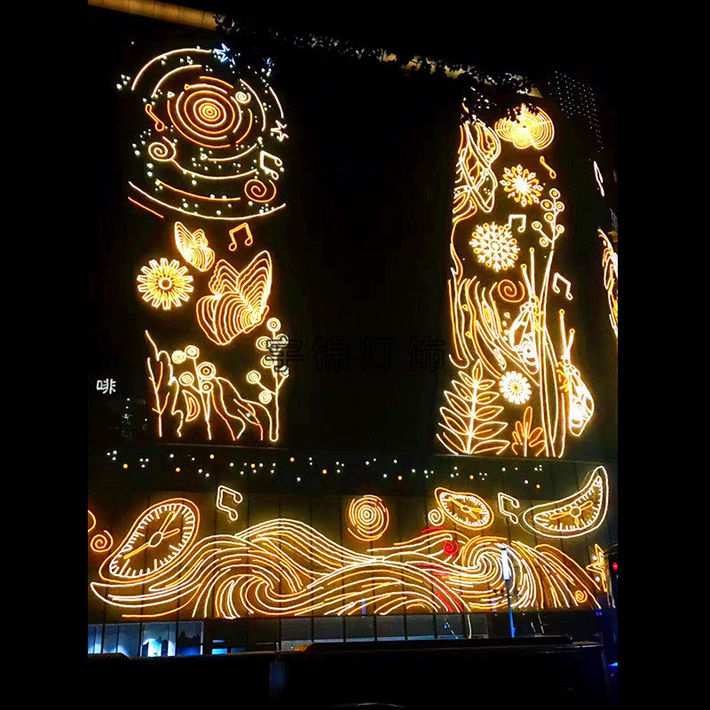 喜庆节日户外景观工程 蝴蝶动物灯画幕墙灯饰画商场美化造型灯