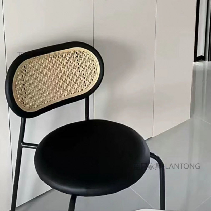 中古风仿藤靠背网红轻奢洽谈椅