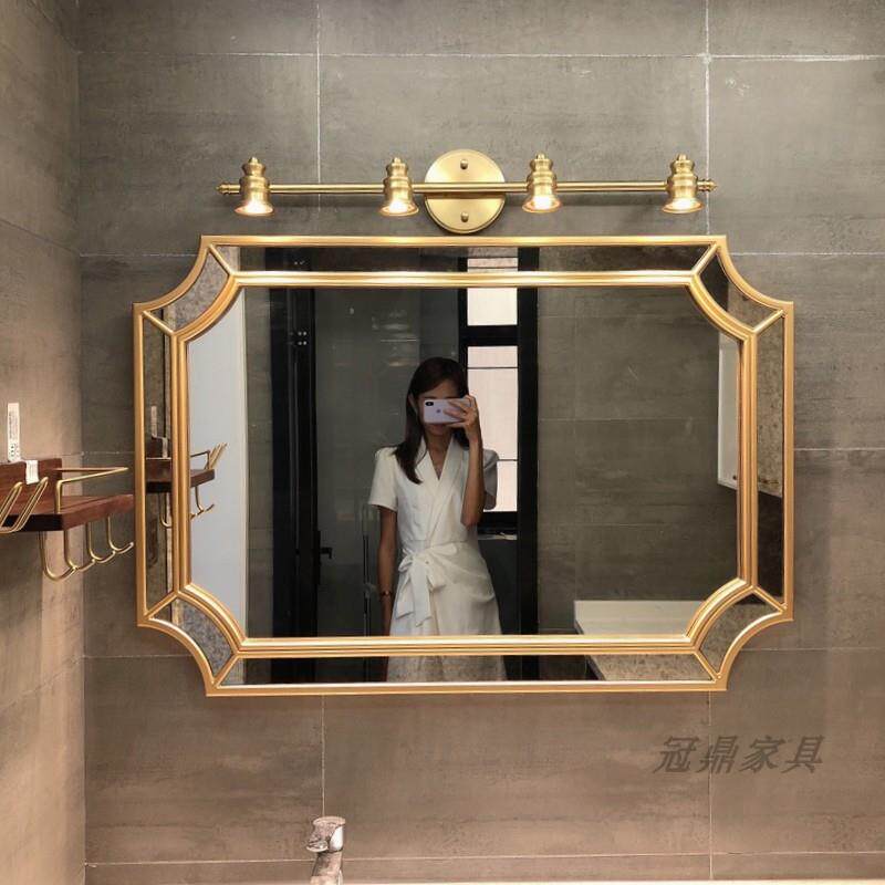 欧式浴室镜卫生间法式复古化妆镜洗手间美式浴室智能镜壁挂墙