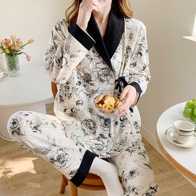 带胸垫纯棉月子服春秋季产后孕妇睡衣哺G乳产妇5月份6夏季薄款住