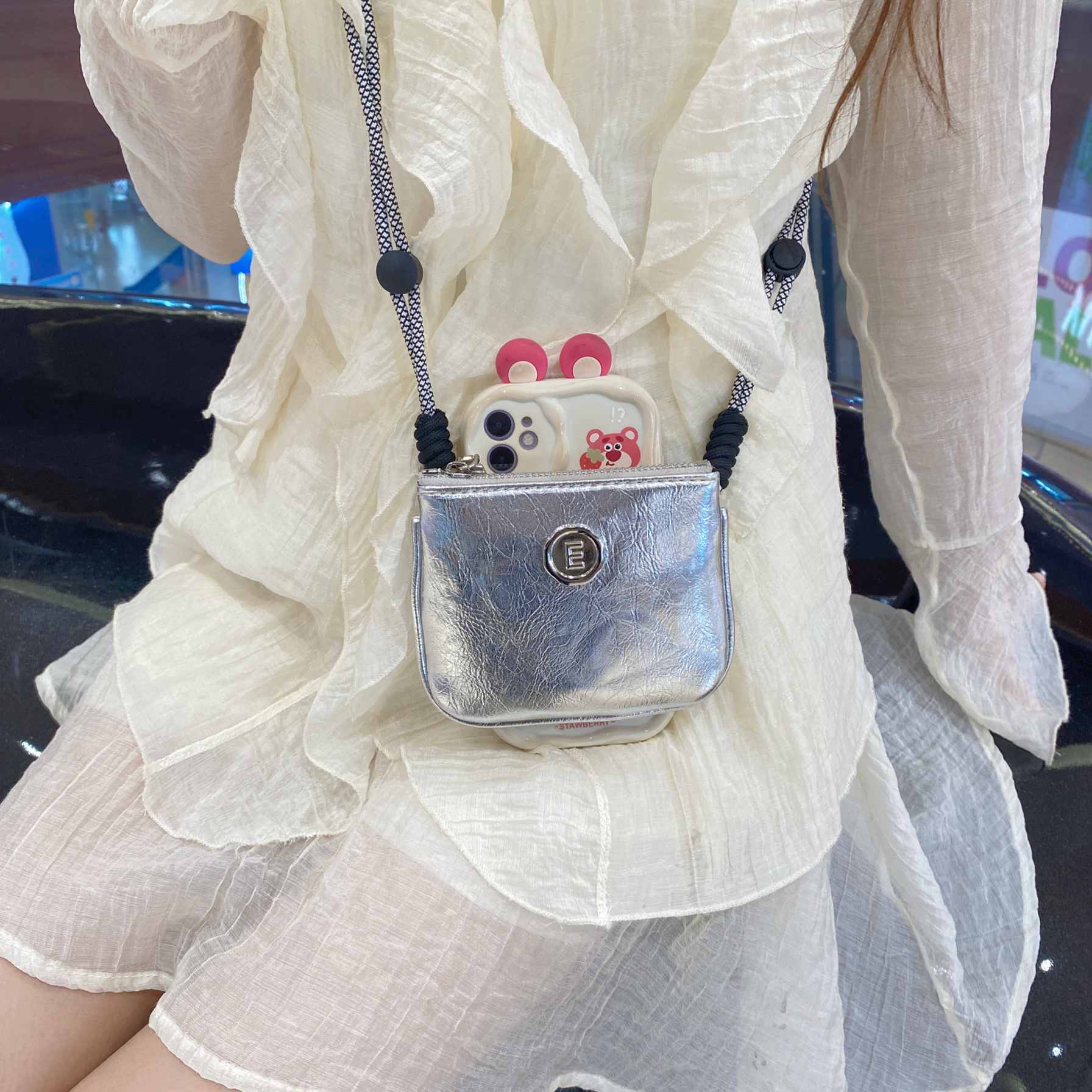 手机背夹韩国同款小包女小卡包零钱包迷你链条斜挎小方包秀林包