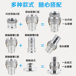 4寸内丝快接抽水机卸油口变接头 水泵配件铝合金快速接头1寸2寸3