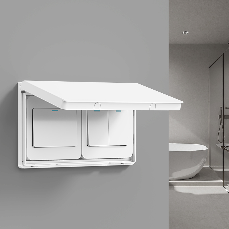 超薄双位双联86型两位防水盒插座防水罩自粘浴室化妆室开关保护盖