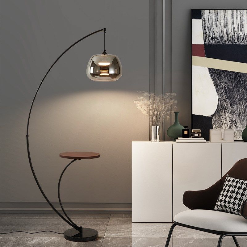 意式极简客厅沙发旁落地灯书房阅读装饰钓鱼灯卧室床头柜台灯一体