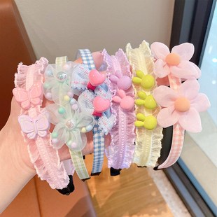 儿童压发发箍女童不勒头甜美宝宝花朵发卡宝宝蝴蝶结头箍可爱发饰