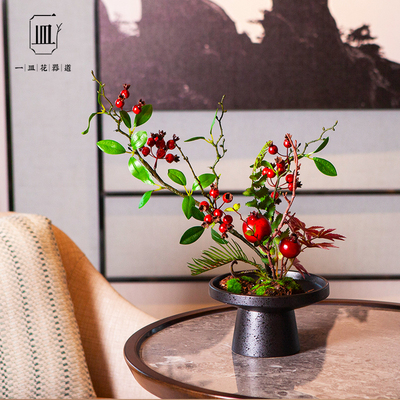 高脚花器剑山插花器花盘小原流花道材料日式工具中式器皿禅意花艺