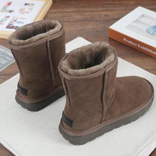 中筒靴保暖棉鞋 全羊毛雪地靴男款 防滑皮毛一体靴男士 新款 25年冬季