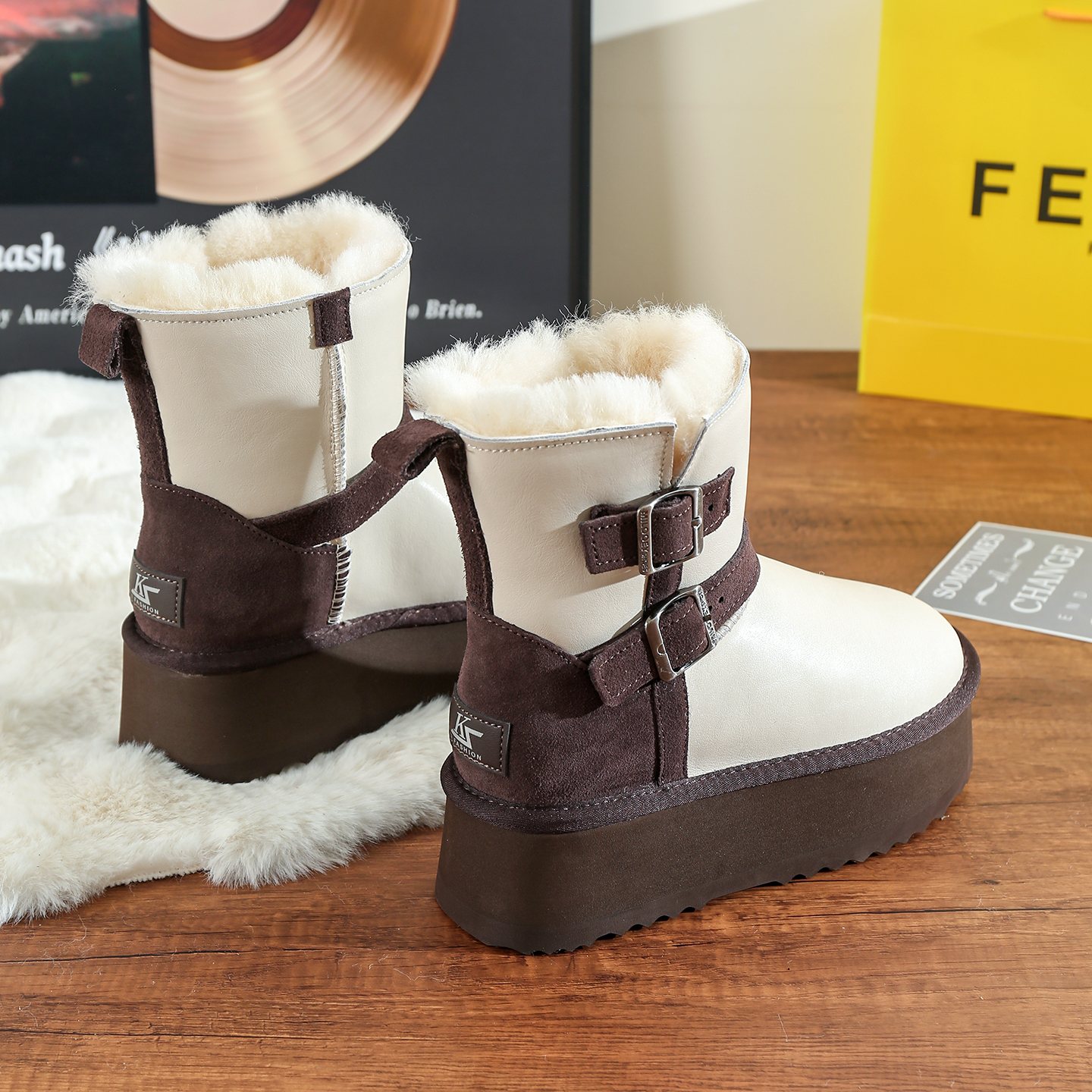 棉鞋女2025年冬季短筒雪地靴增高