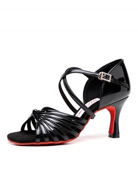 速发拉丁舞鞋成人黑色pu七带软底红巴国演表标伦谛莎新款