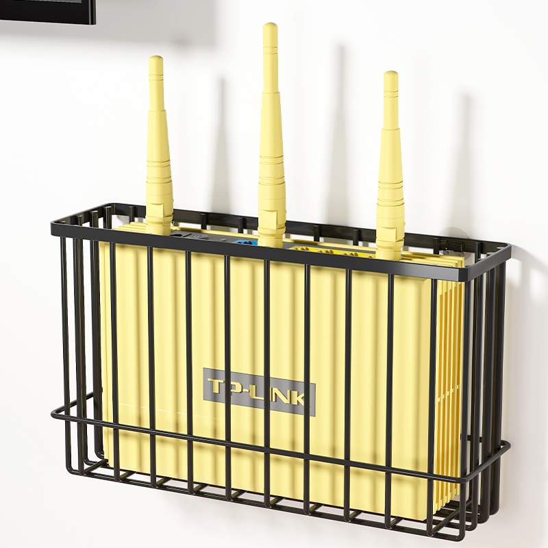 速发路由打放置架收纳盒客厅墙上置物架挂墙壁挂免光孔器猫架子