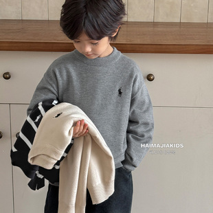 海妈家童装男童毛衣儿童2025冬装新款韩版纯色针织毛线衣潮牌衣服