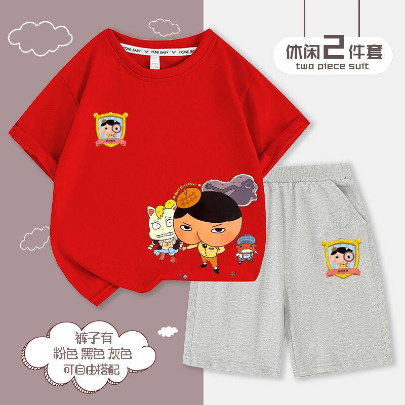 屁屁侦探儿童T恤ButtDetectivetshirts61表演出衣服短袖裤子套装