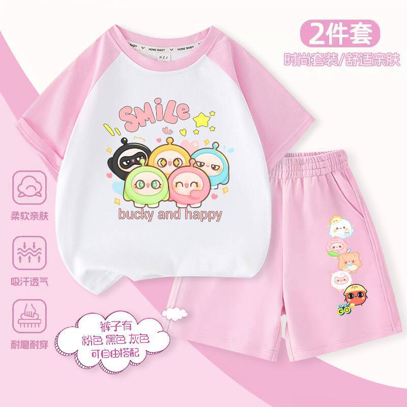 女童夏装套装可爱宝宝2024新款洋气时髦休闲运动女孩短袖t恤纯棉