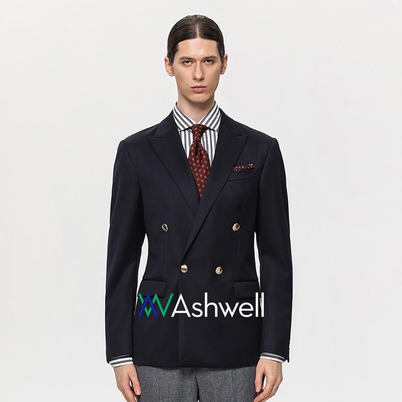 【REDA进口】ASHWELL定制男士戗驳领单排扣布雷泽西服金属扣单西