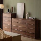 北美黑胡桃木组合柜五斗柜十二斗柜储物实木收纳抽屉柜卧室床尾柜