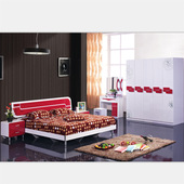 现代板式 婚床卧室成套家具五件套 时尚 床 烤漆床1.5米1.8米双人床