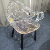 轻奢高级感现代简约设计茶桌椅子家用透明树脂靠背创意扶手餐椅