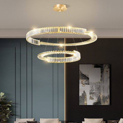 意式水晶灯大客厅吊灯餐厅圆环卧室轻奢现代简约2024年新款灯具