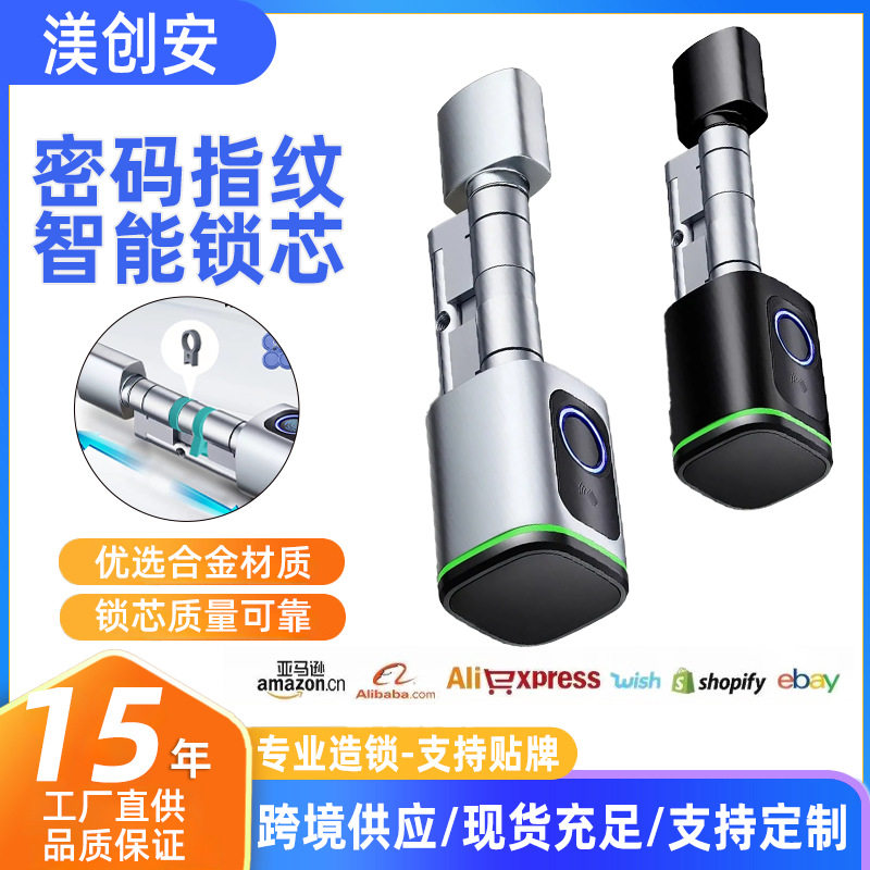 涂鸦蓝牙指纹密码锁智能免布线防盗木门海外热销刷卡锁可调节门锁