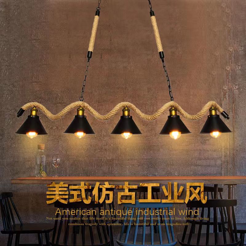 工业风吊灯复古酒吧个性麻绳网咖创意餐厅服装店灯设计师吧台灯具