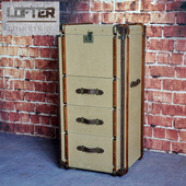 复古三斗柜帆布酒店咖啡厅KTV酒吧边柜LOFT工业风个性 收纳抽屉