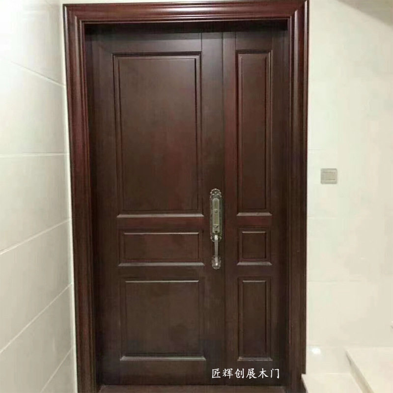 纯实木子母门沙比利原木进户门商品房入户实木大门实木大门