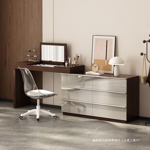 全实木梳妆台镜子隐翻盖式梳妆台主卧婚房斗柜一体伸缩化妆桌