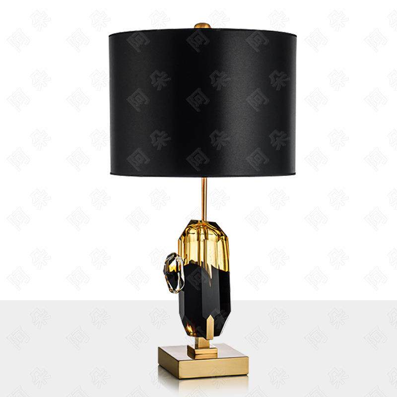 后现代卧室床头灯创意黑色琉璃台灯客厅酒店书房装饰灯具1269