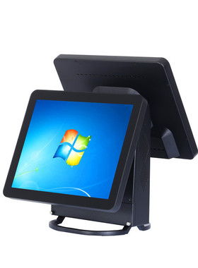 东莞恒威新款纯铝合金高端时尚15寸双屏触摸一体收银机外壳