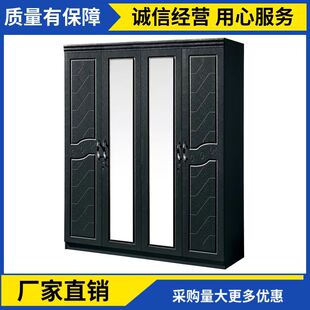 跨境厂家密度板吸塑衣柜家用卧室二门三门四门衣柜平开门大容量衣