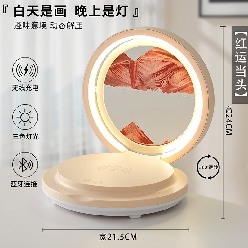 流沙画沙漏摆件床头小夜灯创意无线充桌面音N响装饰品结婚生日礼图片