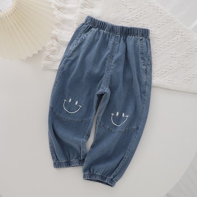 男童软牛仔裤儿童装夏季轻薄款天丝长裤小童宝宝宽松束脚防蚊裤子