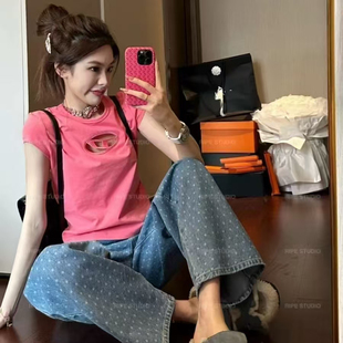 高腰宽松显瘦直筒阔腿牛仔裤女2025年春夏新款时尚百搭垂坠感裤子