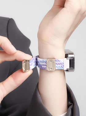 适用于红米手环3表带磁吸编织腕带智能运动redmi2小米手环8/9Active透明壳表链尼龙弹力男女时尚高级替换配件