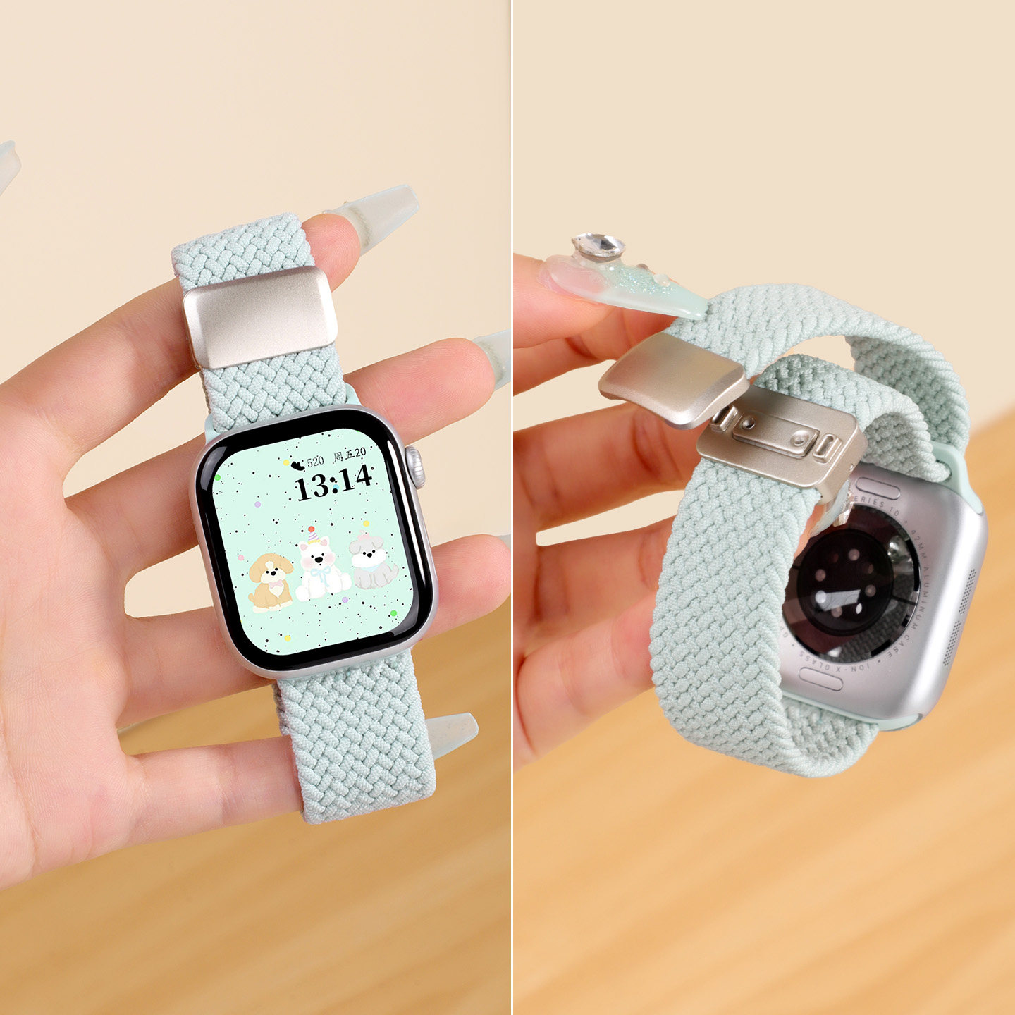 适用苹果手表表带iWatch11尼龙编织applewatch10磁吸S9夏天新款S8女S7运动男S6高级se3透气ultra简约s5/4腕带图片
