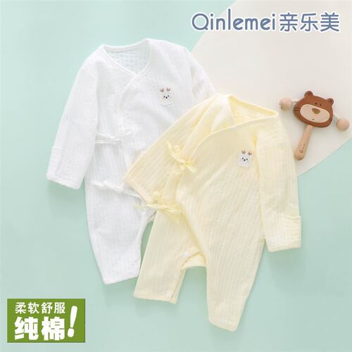 新生婴儿衣服纯棉夏季o薄款初生女宽松和尚连体睡衣春秋款长袖秋