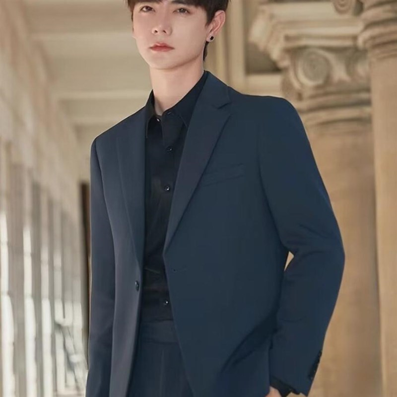 休闲垫肩西装套装男生韩版修身结婚礼服外套商务正装面试小西服潮