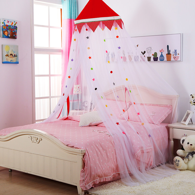 儿童房吸顶式公主款蚊帐 圆顶吊帐吊顶落地蚊R帐婴儿蚊帐吊顶床幔