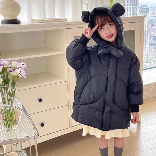 反季儿童羽绒g服女2024冬季新款中长款宝宝可爱韩版宽松洋气外套